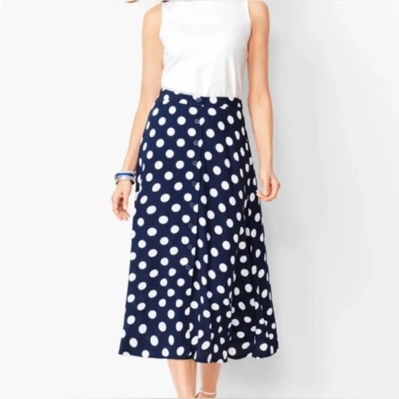 Womens‎ Talbots Polka Dot Button Accent Midi Flowy Skirt - Picture 1 of 8